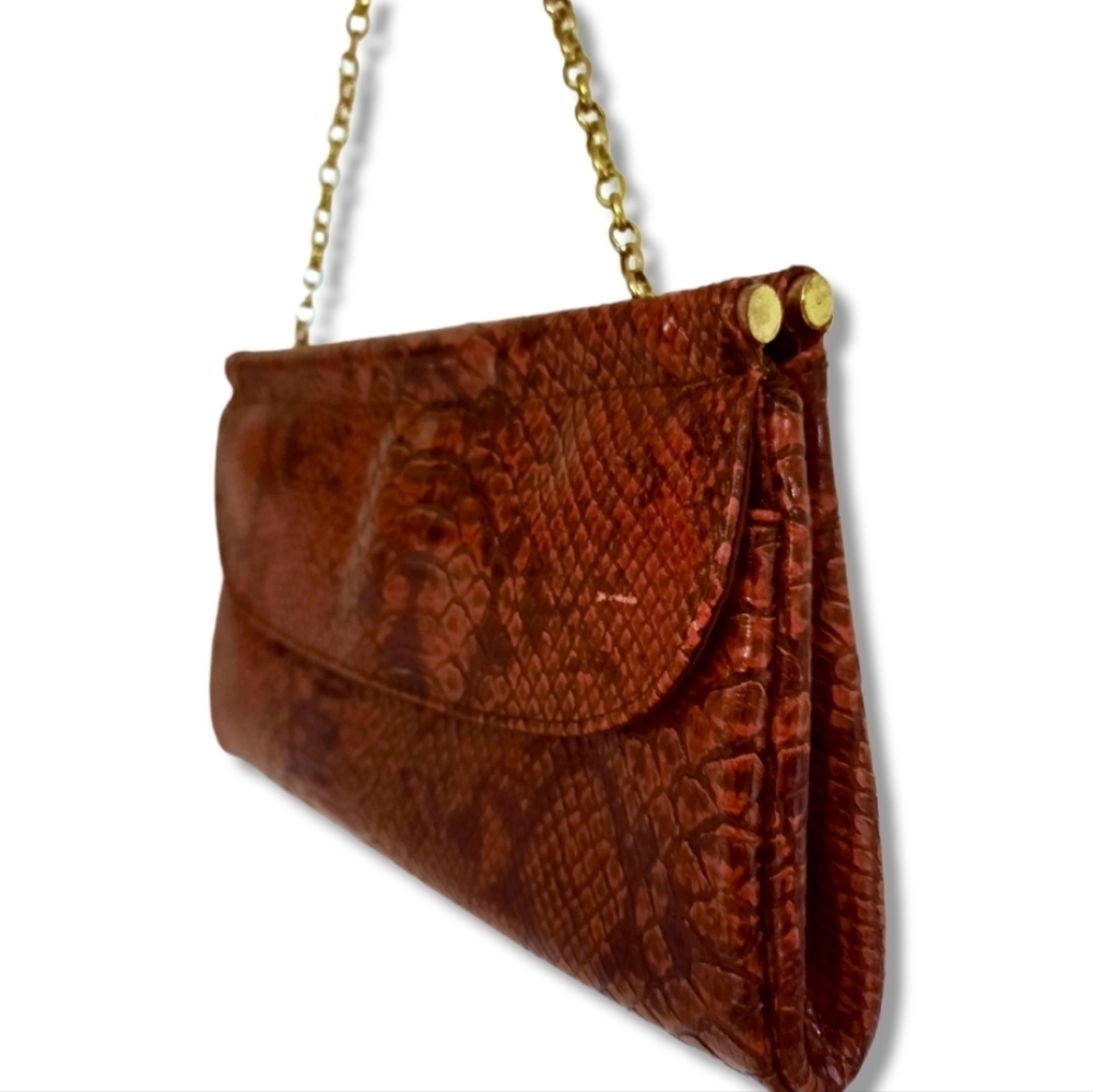 Metaphor  Burgundy Leather Snakeskin Clutch